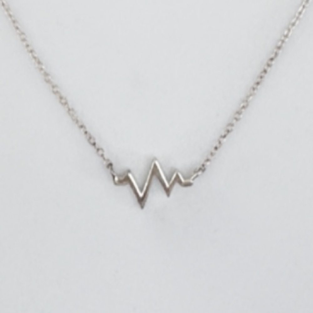 Sterling silver 925 heartbeat ECG adjustable chain necklace 18”